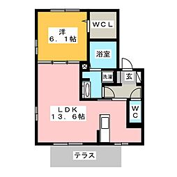 ホワイトハウス 1階1LDKの間取り