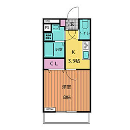 CENTER　VILLAGE　2008 2階1Kの間取り