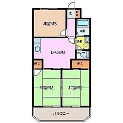 シュロス鵜の森 4階3DKの間取り