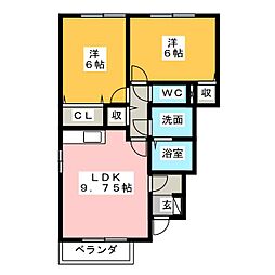 フローラルパークス　Ｂ棟 1階2LDKの間取り