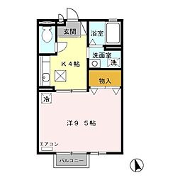 サングリーン 1階1Kの間取り