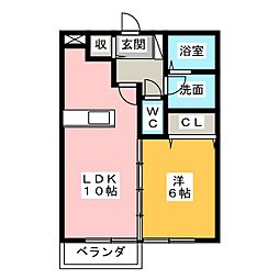 フジコーコ波木　A棟 1階1LDKの間取り