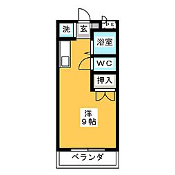 ルミエール塩浜1 1階ワンルームの間取り