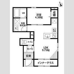 リーブルファイン白須賀 1階1LDKの間取り