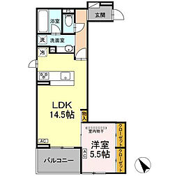 ディーシャンブル石塚町 3階1LDKの間取り
