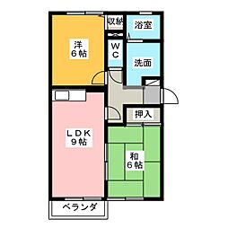 サン・セジュール　Ａ棟 2階2LDKの間取り