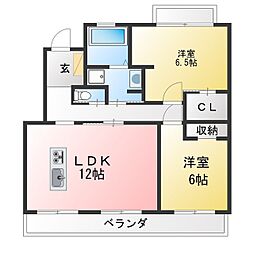 マンションボヌール 2LDKの間取図画像