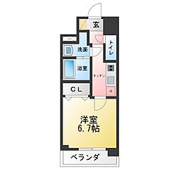 S-RESIDENCE四日市駅前couleur(クルール) 1Kの間取図画像