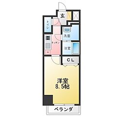 S-RESIDENCE四日市駅前couleur(クルール) 1Kの間取図画像