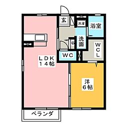 モナリエ白須賀B 1LDKの間取図画像