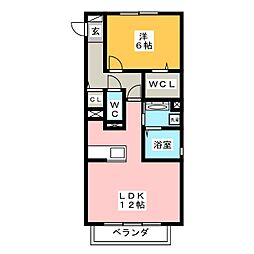 キートスマルカA 1LDKの間取図画像