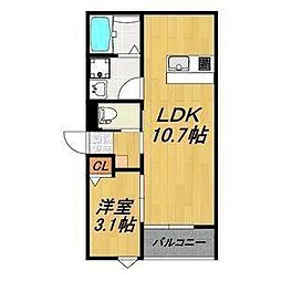 LECOCON四日市IX 1LDKの間取図画像