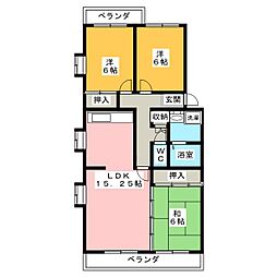 サニータウン堀木5棟 3LDKの間取図画像