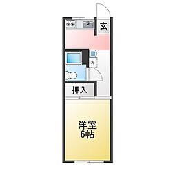 四日市キャッスル 1Kの間取図画像