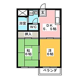 カーサ・フローリアンC 2DKの間取図画像