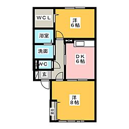 エスペランサ 2DKの間取図画像