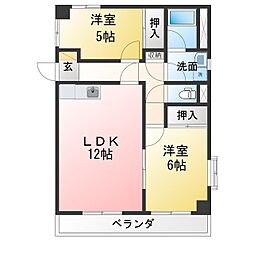 コーポ三瀧 2LDKの間取図画像