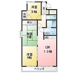 ブラッサム鵜の森 3LDKの間取図画像
