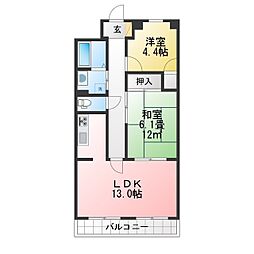 アーバンコア南浜田 2LDKの間取図画像