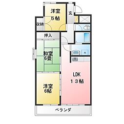 ブラッサム鵜の森 3LDKの間取図画像