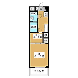 K.プレイス 1DKの間取図画像