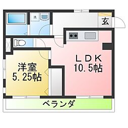 ドエル城東 1LDKの間取図画像
