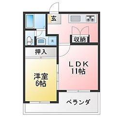 ミューかいぞう 1LDKの間取図画像