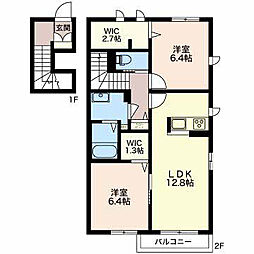 リラフォートB 2LDKの間取図画像