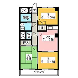 コーポ三瀧 3DKの間取図画像