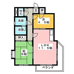 コーポ三瀧 2LDKの間取図画像