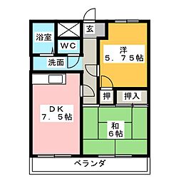 ハイネス173 2DKの間取図画像