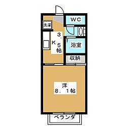 ミカーサ日永 1Kの間取図画像