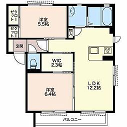 ベル・クールA 2LDKの間取図画像