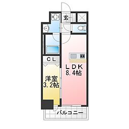 プレリス四日市ティエルナ 1LDKの間取図画像