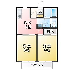 ドリームときわ 2DKの間取図画像