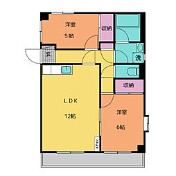 コーポ三瀧 2LDKの間取図画像
