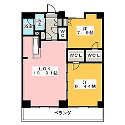 レジデンス四日市 2LDKの間取図画像