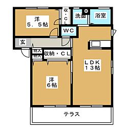 ヴィルセードル 2LDKの間取図画像