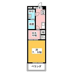 K.プレイス 1DKの間取図画像