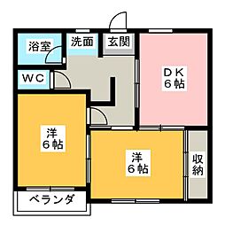 ルフラン相生 2DKの間取図画像