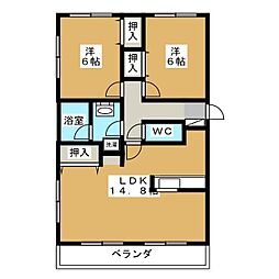 VIPIN太平洋サウスヒルズ 2LDKの間取図画像