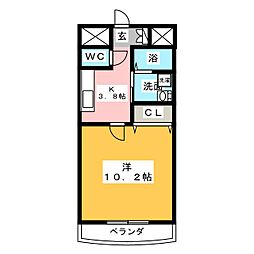 ランドマーク西町 1Kの間取図画像