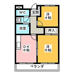 リンピアさくら 2DKの間取図画像