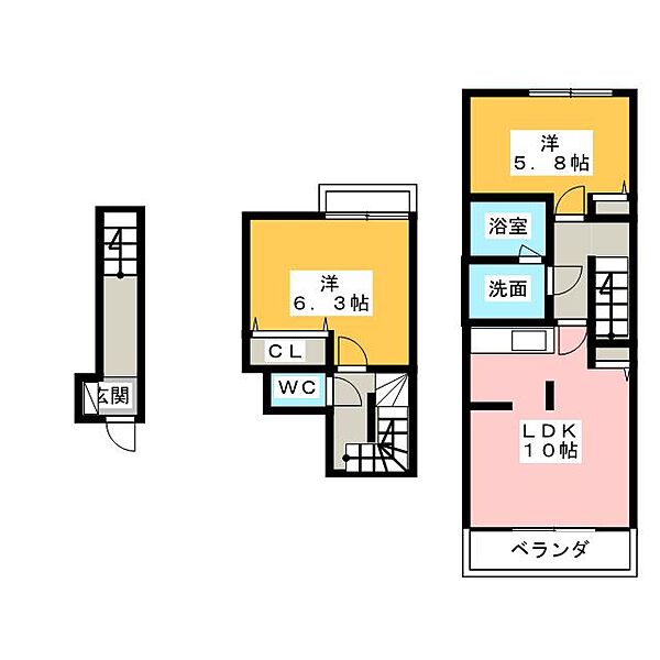 ルミナス　A ｜三重県四日市市下之宮町(賃貸アパート2LDK・2階・61.70㎡)の写真 その2