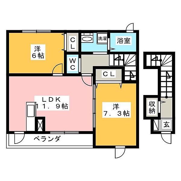 メゾン花水木　II ｜三重県四日市市茂福町(賃貸アパート2LDK・1階・60.33㎡)の写真 その2