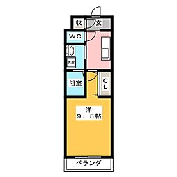 リビエール・Ｎ　壱番館 2階1Kの間取り