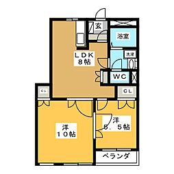 ピアハイム 3階2LDKの間取り