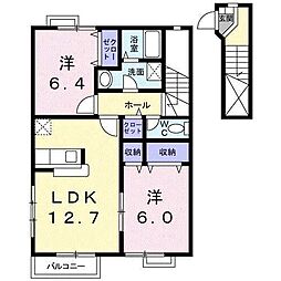 アドニスB 2LDKの間取図画像