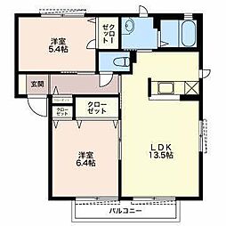 Le　Clair 2階2LDKの間取り