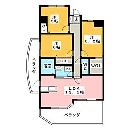 ツインコート大矢知 1階3LDKの間取り